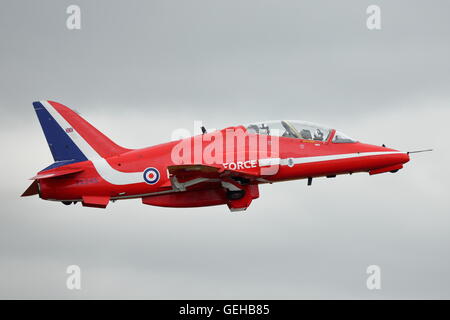 Red Arrows with their BAE Hawk T.1 at RIAT 2013, Fairford, UK Stock Photo