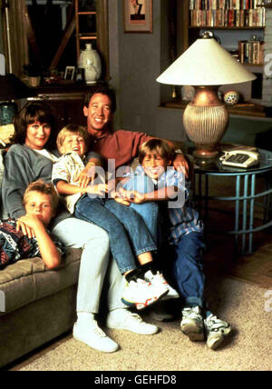 Zachery Ty Bryan, Patricia Richardson, Taran Smith, Tim Allen, Jonathan Taylor Thomas *** Local Caption *** 1991, 1990er, 1990s, Boys, Eltern, Familie, Home Improvement - Year 1, Jungs, Kinder, children, family, parents, Hör' Mal, Wer Da Hämmert Stock Photo