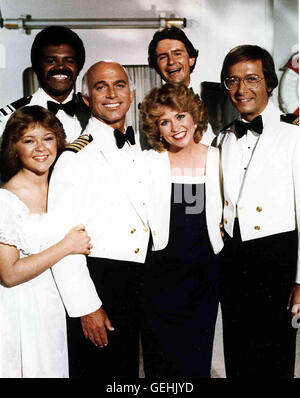 Jill Wheelan, Ted Lange, Gavin McLeod, Lauren Tewes, Fred Grandy, Bernie Kopell *** Local Caption *** 1977, Love Boat, Love Boat Stock Photo