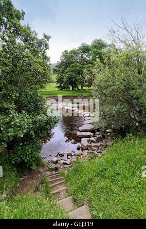 Stepping Stones over the River Swale near Healaugh Yorkshire UK Stock Photo