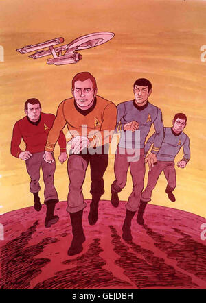 ?, Captain James T. Kirk, Mr. Spock, Dr. Leonard 'Bones' McCoy *** Local Caption *** 1973, Star Trek: The Animated Series, Die Enterprise Stock Photo