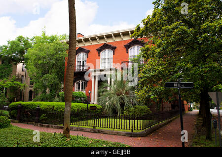 Savannah, a coastal Georgia city, is separated from South Carolina by the Savannah River. Stock Photo