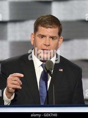 Philadelphia, Pennsylvania, USA. 25th July, 2016. Mayor Marty Walsh (Democrat of Boston, Massachusetts) makes remarks at the 2016 Democratic National Convention at the Wells Fargo Center in Philadelphia, Pennsylvania on Monday, July 25, 2016.Credit: Ron Sachs/CNP. © Ron Sachs/CNP/ZUMA Wire/Alamy Live News Stock Photo