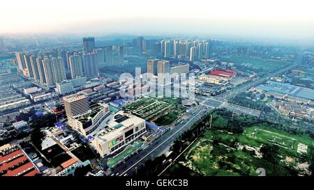 (160727) -- TANGSHAN, July 27, 2016 (Xinhua) -- Photo taken on July 26, 2016 shows an aerial view of downtown Tangshan, north China's Hebei Province. In the early hours of July 28, 1976, one of the deadliest earthquakes of the 20th century toppled Tangshan, killing more than 240,000 people and injuring another 160,000. The deadly earthquake leveled Tangshan in just 23 seconds, with 96 percent 0f the city's architecture generally destroyed. Yet Tangshan has been building a miracle on its debris ever since. By the year 2015, the per capita gross national product and fiscal revenue of Tangshan ra Stock Photo