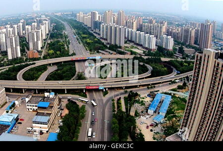 (160727) -- TANGSHAN, July 27, 2016 (Xinhua) -- Photo taken on July 7, 2016 shows the scenery of eastern downtown Tangshan, north China's Hebei Province. In the early hours of July 28, 1976, one of the deadliest earthquakes of the 20th century toppled Tangshan, killing more than 240,000 people and injuring another 160,000. The deadly earthquake leveled Tangshan in just 23 seconds, with 96 percent of the city's architecture generally destroyed. Yet Tangshan has been building a miracle on its debris ever since. By the year 2015, the per capita gross national product and fiscal revenue of Tangsha Stock Photo