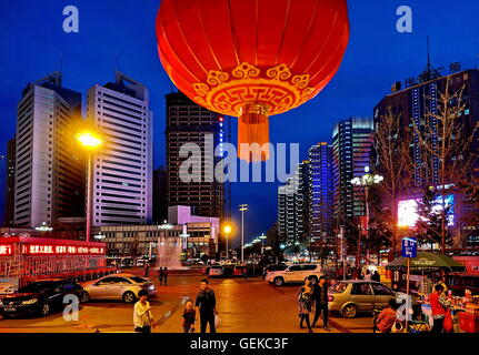 (160727) -- TANGSHAN, July 27, 2016 (Xinhua) -- Photo taken on Sept. 7, 2014 shows the night view of downtown Tangshan, north China's Hebei Province. In the early hours of July 28, 1976, one of the deadliest earthquakes of the 20th century toppled Tangshan, killing more than 240,000 people and injuring another 160,000. The deadly earthquake leveled Tangshan in just 23 seconds, with 96 percent of the city's architecture generally destroyed. Yet Tangshan has been building a miracle on its debris ever since. By the year 2015, the per capita gross national product and fiscal revenue of Tangshan ra Stock Photo