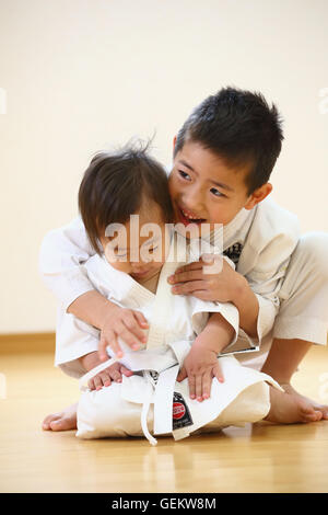 Japanese kids karate class Stock Photo