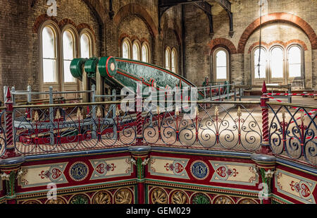 Beam steam engine and cast ironwork restored at the Crossness Pumping Station near Thamesmead Abbey Wood in South London Stock Photo