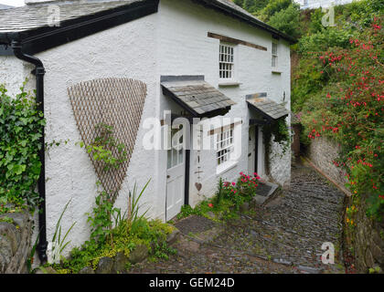 Cottages at bottom of High Street, Clovelly, North Devon Stock Photo