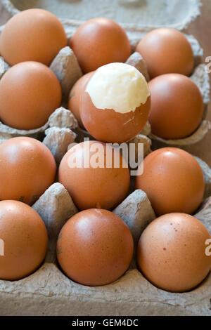 hardboiled egg partly shelled Stock Photo
