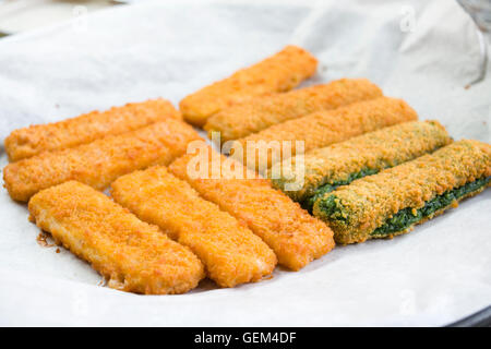 vegetable and fish fingers in a crisp  breadcrumb coating Stock Photo