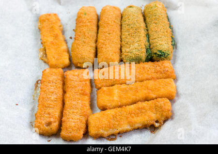 vegetable and fish fingers in a crisp  breadcrumb coating Stock Photo