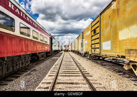 Coach cars vs box cars Stock Photo