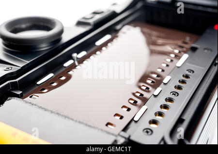 closeup film camera with film loaded on white background Stock Photo ...