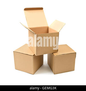 Cardboard boxes isolated on white Stock Photo