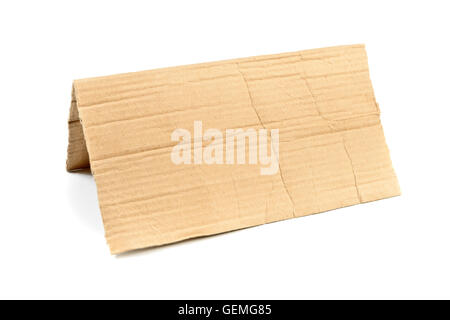 Folded cardboard with space for message isolated on white Stock Photo