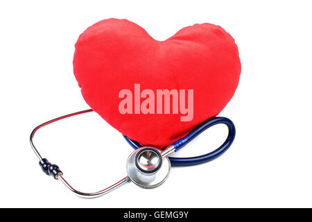 Heart with a Stethoscope isolated on white Stock Photo
