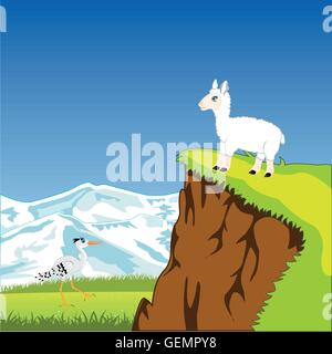 Mountain landscape with animal Stock Vector