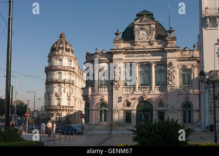 Astoria Hotel and Banco De Portugal in Largo da Portagem in at Coimbra, Portugal. Stock Photo