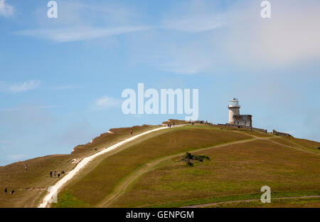 Belle Tout lighthouse Beachy Head East Sussex UK.  This building was moved back further from the cliff because of possible cliff Stock Photo