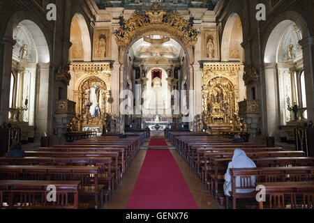 Interior of Saint Anthony Church Congregados (Igreja de Santo Antonio Congregados) in Porto, Portugal, nave Stock Photo