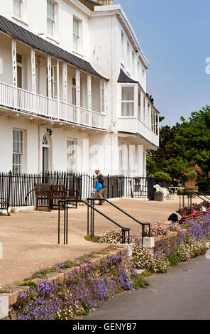 UK, England, Devon, Sidmouth, colourful flowers growing in front of Fortfield Terrace Stock Photo