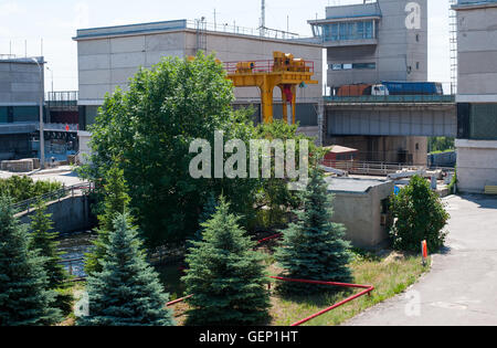 One of the locks on the  Volga river Stock Photo