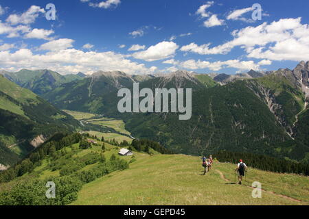 geography / travel, Austria, Tyrol, Ausserfern, Lech Valley, hiker at Bernhardseck, Stock Photo