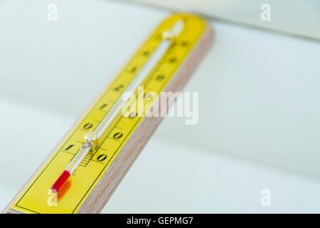 Closeup thermometer showing temperature Stock Photo