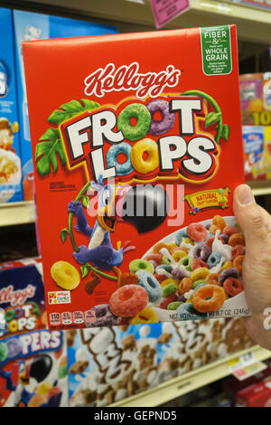 Cereal Section, Gristedes Grocery Store, NYC, USA Stock Photo