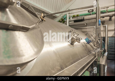 Beer ale brewery, detail of a mash tun used in the Greene King brewery, Bury St Edmunds, Suffolk,UK. Stock Photo