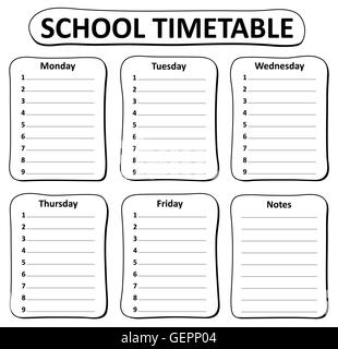 Black and white school timetable theme 4 - picture illustration Stock ...