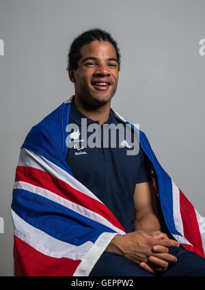 Great Britain's Sam Ruddock (F35 shot putt) poses during a ParalympicsGB Athletics team announcement at Deloitte, London. Stock Photo