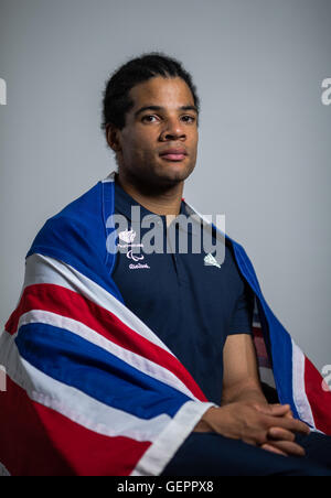 Great Britain's Sam Ruddock (F35 shot putt) poses during a ParalympicsGB Athletics team announcement at Deloitte, London. Stock Photo