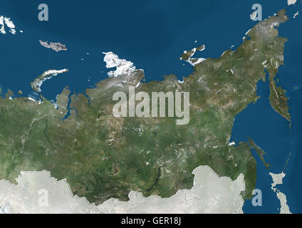 Satellite View Of Siberia Russia With Country Boundaries This Stock Photo Alamy