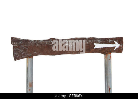 Wooden direction blank sign on white background Stock Photo