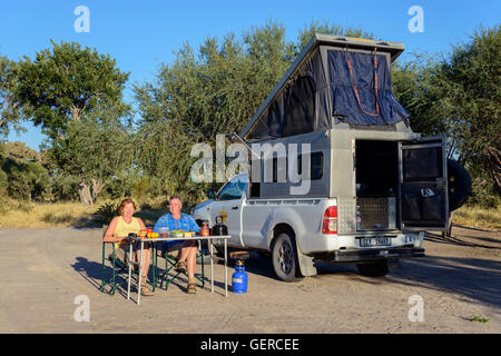 Breakfast at Campsite Dijara, Khwai Mababe Village, Botswana Stock Photo