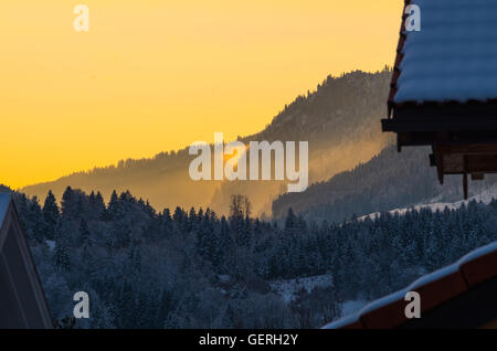 Beautiful winter sunset in the mountains near Oberstdorf, Allgau, Germany Stock Photo