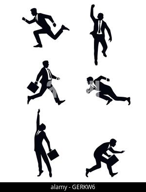 Vector illustration of a businessmen jumping and running Stock Vector