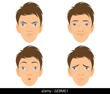 Vector illustration of a four human faces Stock Vector