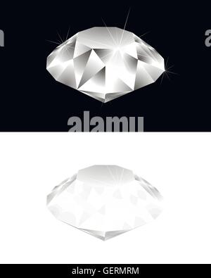 Vector illustration of a diamond on black and white Stock Vector