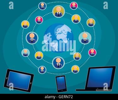 Vector illustration of a internet connects people Stock Vector