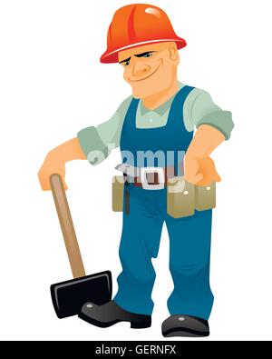 Vector illustration of a builder with maul Stock Vector