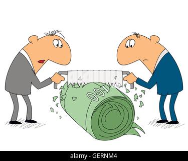 Vector illustration of a two businessman share income Stock Vector