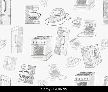 Vector illustration of a household appliances seamless pattern Stock Vector