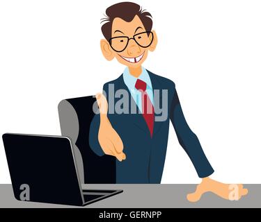 Vector illustration of a businessman holds out hand Stock Vector