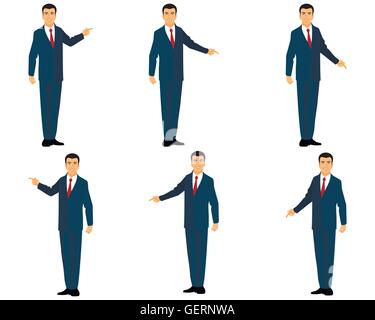 Vector illustration of a businessman in suit points Stock Vector
