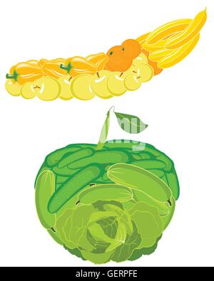 Vector illustration of a banana and apple Stock Vector