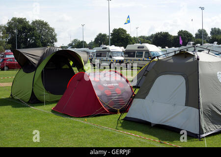 Camping at Warwick Folk Festival site, Warwick, UK Stock Photo