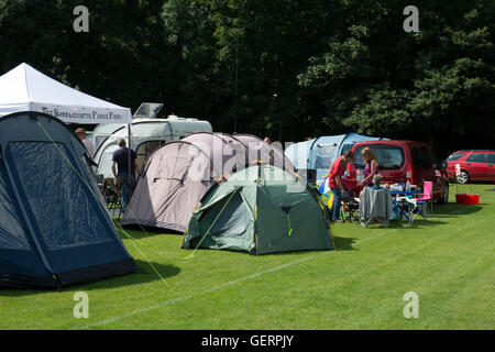 Camping at Warwick Folk Festival site, Warwick, UK Stock Photo